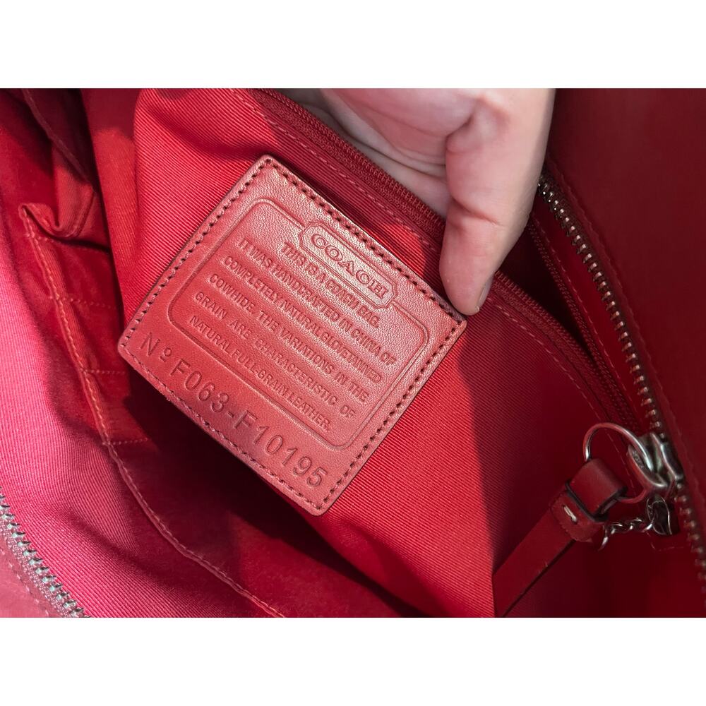 Vintage‎ COACH HAMPTON TOTE F10195 Red LEATHER Classic Womens Y2K BAG PURSE - Picture 9 of 12